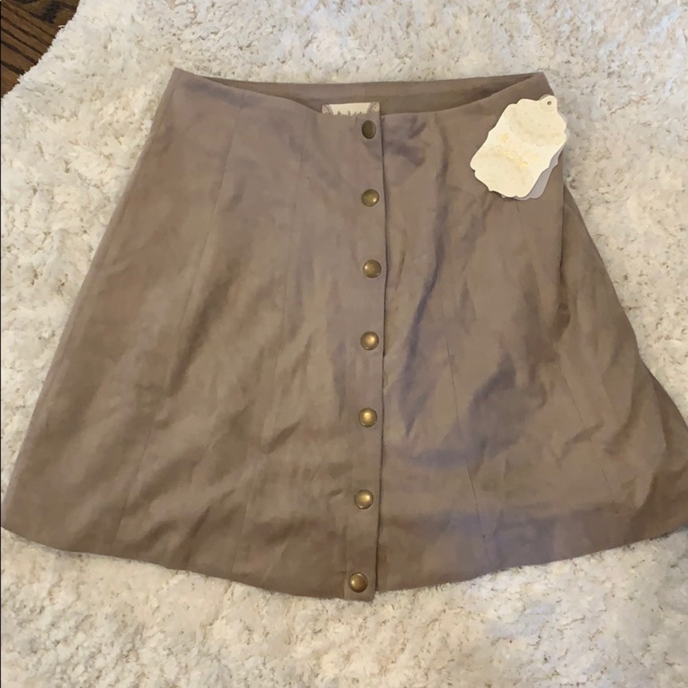 Khaki suede corduroy mini skirt